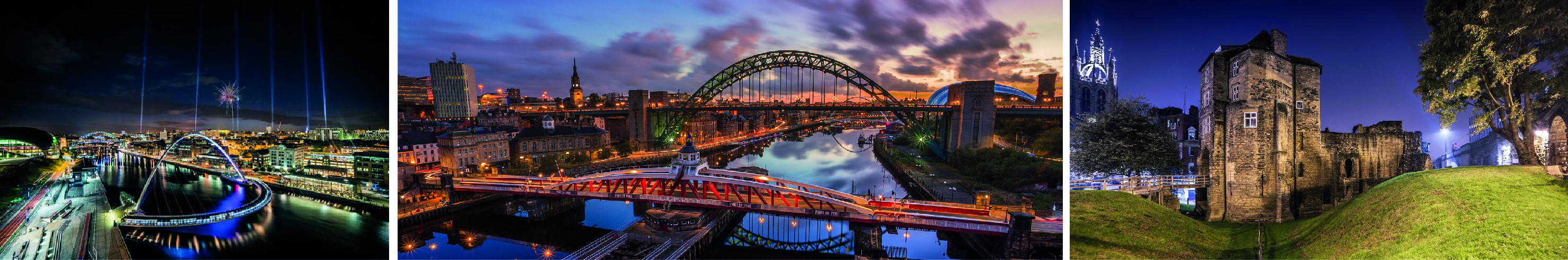 Various images of newcastle, bridges, castle and black gate